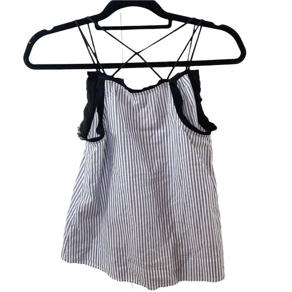 Calvin Rucker Pin Stripe Key Hole Front Lace Panel Tank Size XS - Picture 3 of 7